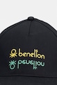 United Colors of Benetton czapka z daszkiem bawełniana 68MZCA02T.G.Seasonal czarny SS26