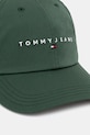 Tommy Jeans καπέλο με γείσο ανδρικό βαμβακερό AM0AM14198 πράσινο SS26