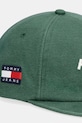Tommy Jeans καπέλο με γείσο ανδρικό βαμβακερό AM0AM14207 πράσινο SS26