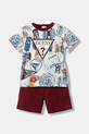 Guess komplet bawełniany niemowlęcy 2-pack nadruk bordowy I6RG08.K8HM4.PPY2