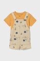 Mayoral komplet bawełniany dziecięcy wzorzyste żółty 1664.3F.Baby.PPY2