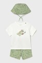 Mayoral komplet bawełniany dziecięcy nadruk zielony 1667.3D.Baby.PPY2