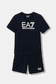 Παιδικό βαμβακερό σετ EA7 Emporio Armani στάμπα σκούρο μπλε 7B000302.AF10375