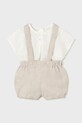 Mayoral Newborn komplet z dodatkiem lnu dziecięcy tkanina beżowy 1267.1J.Newborn.PPY2