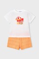 Mayoral komplet bawełniany dziecięcy nadruk pomarańczowy 3231.6M.Mini.PPY2
