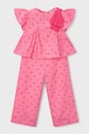Otroški komplet z dodatkom lana Mayoral Bombaž roza 3594.6C.Mini.PPY2