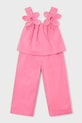 Mayoral komplet bawełniany dziecięcy 3596.6D.Mini.PPY2 różowy SS26