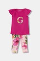Guess komplet dziecięcy 2-pack wzorzyste różowy K6GG01.K6YW4.PPY2.M