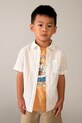 Detská košeľa s prímesou ľanu Mayoral krátky biela 3112.5A.Mini.PPY2