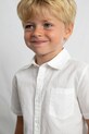 Mayoral koszula z dodatkiem lnu dziecięca 3112.5A.Mini.PPY2 biały