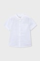 Mayoral koszula z dodatkiem lnu dziecięca casual biały 3113.5A.Mini.PPY2