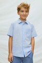Dječja pamučna košulja Mayoral bez uzorka plava 6172.7G.Junior.PPY2