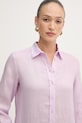 Weekend Max Mara košeľa dámska ľanová WERNER ružová 2615111072600