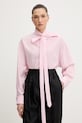 Kenzo koszula z domieszką jedwabiu damska różowy FG52CH2799KA