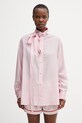 Kenzo сорочка з домішкою шовку жіноча рожевий FG52CH2799KA