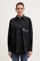 Karl Lagerfeld koszula bawełniana klasyczny czarny B1W11013