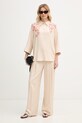 Mos Mosh koszula damska z dodatkiem lnu Audri 176960 beżowy SS26