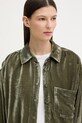 American Vintage bluză tip cămașă de damă din velur verde ANK06A