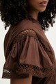 Twinset bluzka z falbanką damska bawełniana 261TT2251 brązowy