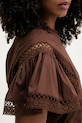 Twinset bluzka z falbanką damska bawełniana 261TT2251 brązowy