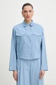Хлопковая рубашка Twinset casual голубой 261TF2081