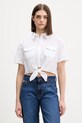 Guess Jeans πουκάμισο γυναικείο βαμβακερό λευκό W6GHA3.WO331