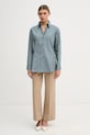 Sisley риза дамска памучна 58B5LQ0AI тюркоазен SS26