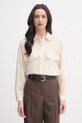 United Colors of Benetton koszula damska z bawełną beżowy 5V0FDQ0DP