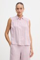 United Colors of Benetton рубашка для женщин из льна розовый 5BMLDQ0E0