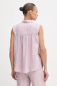 Одежда United Colors of Benetton рубашка для женщин из льна 5BMLDQ0E0 розовый