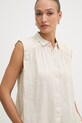 United Colors of Benetton košulja za žene od lana bež 5BMLDQ0E0
