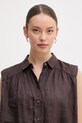 United Colors of Benetton košulja za žene od lana smeđa 5BMLDQ0E0