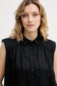 United Colors of Benetton риза дамска от лен черен 5BMLDQ0E0