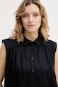United Colors of Benetton camicia da donna in lino nero 5BMLDQ0E0