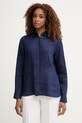 United Colors of Benetton košile dámská lněná námořnická modř 5BMLDQ0D9