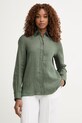 United Colors of Benetton košile dámská lněná zelená 5BMLDQ0D9