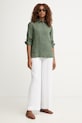 United Colors of Benetton košile dámská lněná 5BMLDQ0D9 zelená SS26