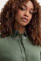 United Colors of Benetton košile dámská lněná zelená 5BMLDQ0D9