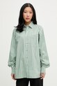 Marimekko košeľa dámska bavlnená zelená 095232