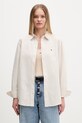 Tommy Jeans koszula damska z lnem beżowy DW0DW22209