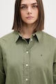 Tommy Jeans koszula damska z lnem zielony DW0DW22209