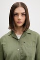 Tommy Jeans koszula damska z lnem zielony DW0DW22210