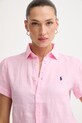 Polo Ralph Lauren cămașă pentru femei, din in PD LINEN-WVN-SHIRT roz 211973366501