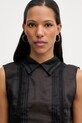 Isabelle Blanche top damski lniany czarny IS26SS.C046.T017