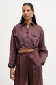 Isabelle Blanche koszula damska bawełniana brązowy IS26SS.C082.T017