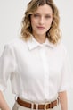 Sisley πουκάμισο γυναικείο λινό λευκό 51G1LQ08U