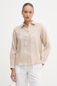 Sisley πουκάμισο γυναικείο λινό μπεζ 51G1LQ0AU