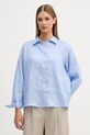 Sisley košile dámská lněná modrá 51G1LQ0AU