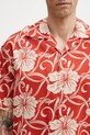 Drôle de Monsieur Hibiscus Monoramme koszula bawełniana męska pomarańczowy K.SH228.CO288.RD
