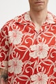 Drôle de Monsieur Hibiscus Monoramme koszula bawełniana męska pomarańczowy K.SH228.CO288.RD